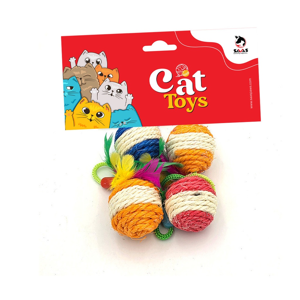 Saas Cat Sisal Ball 4Pcs (4Cm)