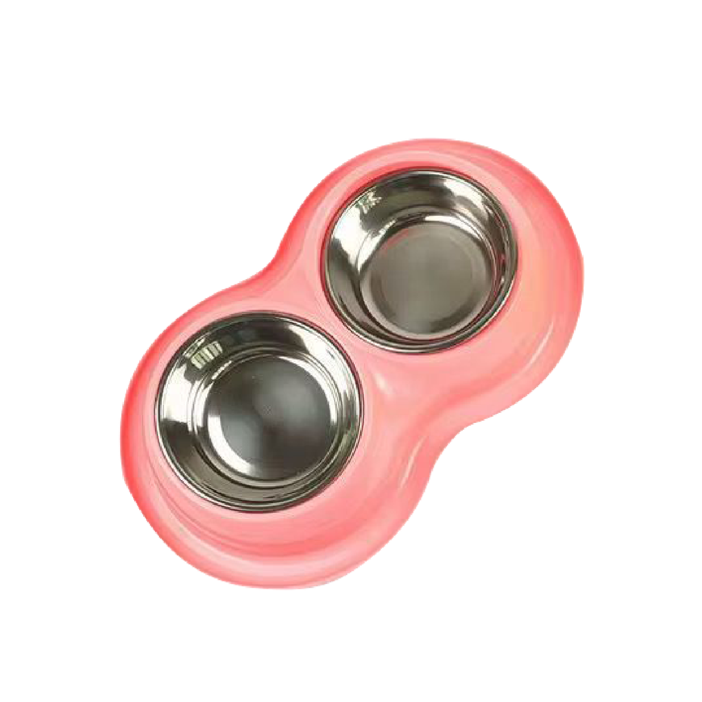Saas Dual Pets Bowls With Steel 30x18.5x6 CM-Orange