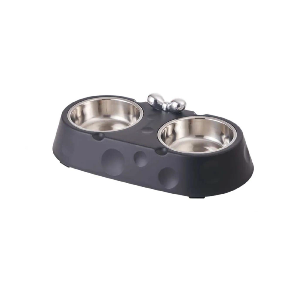 Saas Stainless Steel Dual Bowl Black 33.5 X 16.7 X 6 CM
