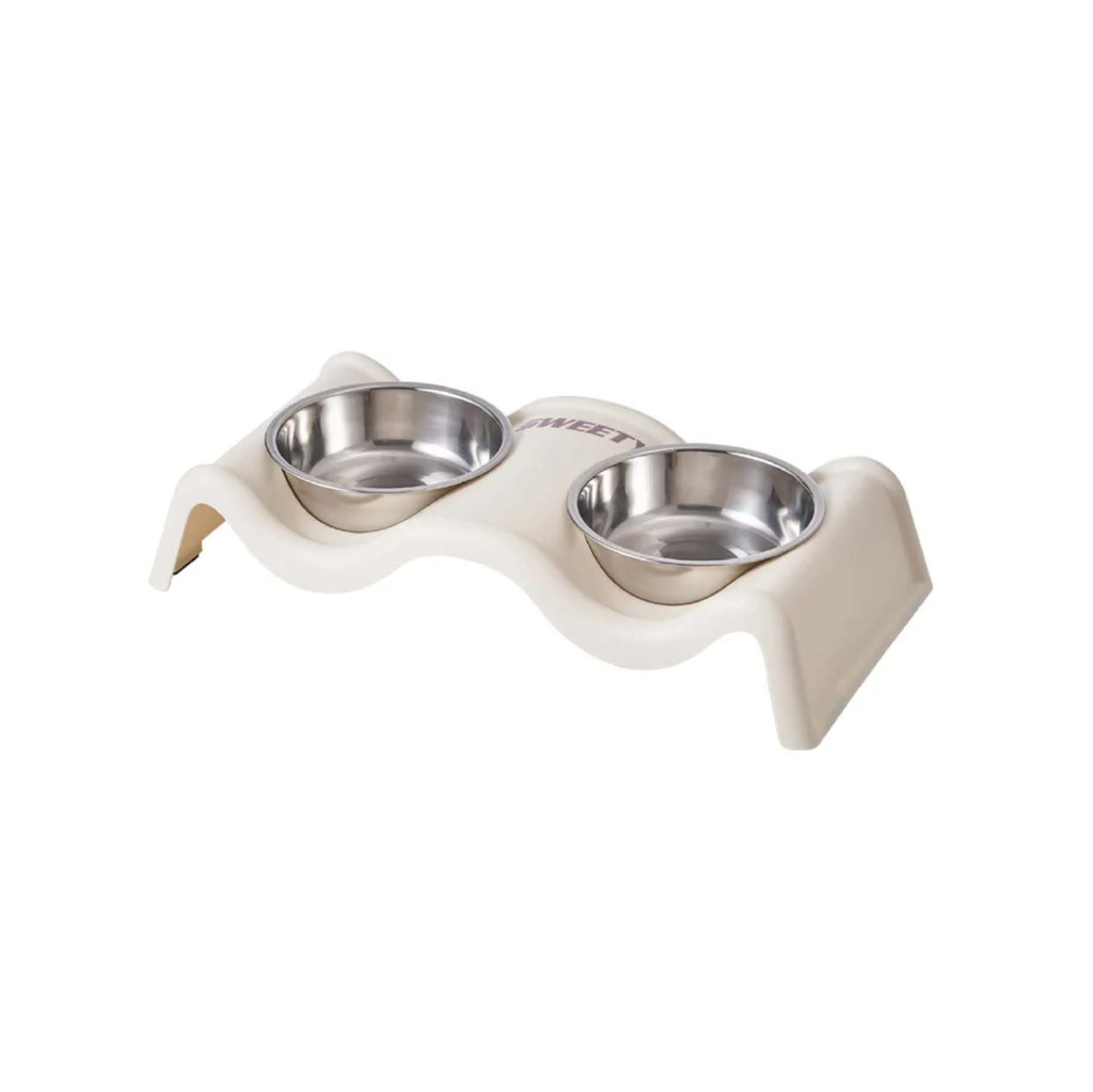 Saas Steel Dual Bowl White 35 X 17 X 7 CM