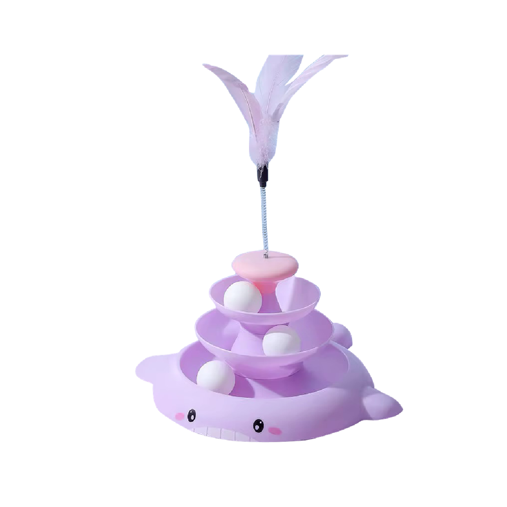Saas Cat Tower Toy With Feather Purple (37x30 CM)