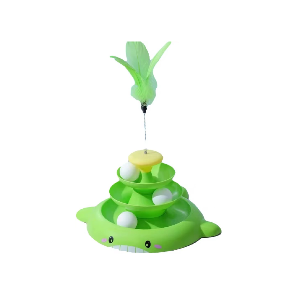 Saas Cat Tower Toy With Feather Green (37x30 CM)