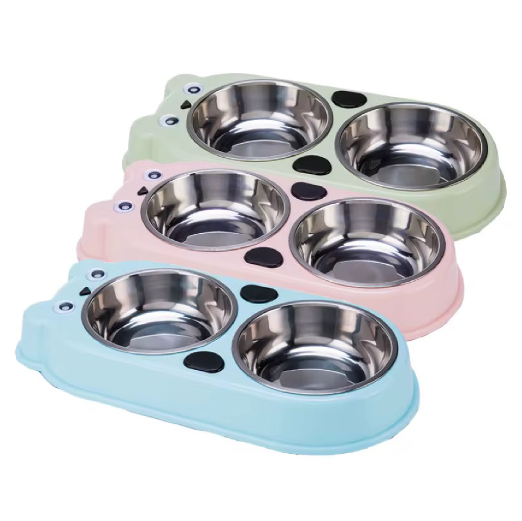 Saas Dual Pets Bowls With Steel 37X18.5X5Cm 1908